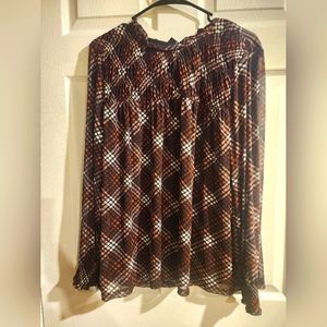 Maurices Melody Mesh Plaid Top XL in Wine